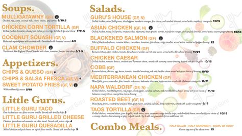 guru's cafeteria and pizzeria|gurus menu provo.